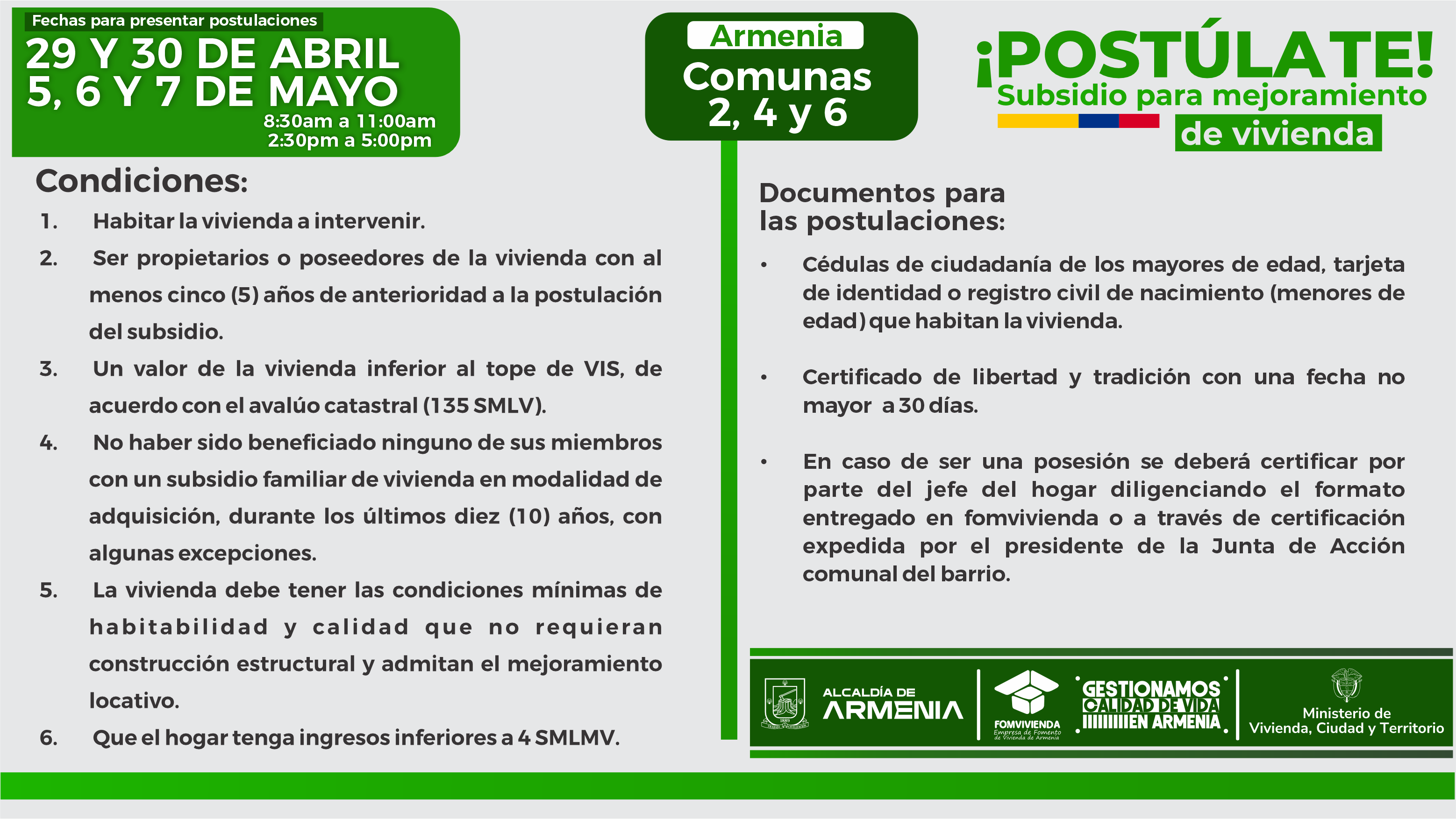 imagen condiciones y fechas